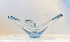 Scandinavian Modern Blue Glass Bowl By
