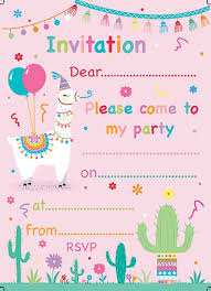 Llama Party Invitations Pack Of 20