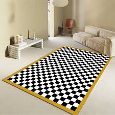 3 x 5 modern checd area rug black