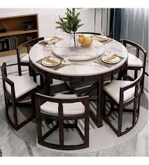 Marble Top Wooden Round Dining Table