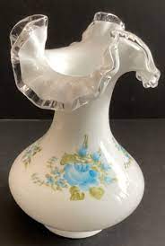 Fenton Milk Glass Silver Crest Vase