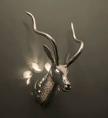 Silver Aluminium Deer Head Wall Light