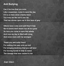 anti bullying poem by sian mein