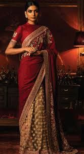 Saree For Phera Same Maroon Combination With Dull Gold
