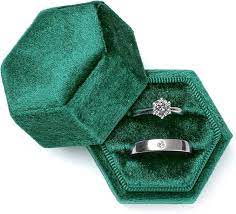 velvet jewelry ring box hexagon premium