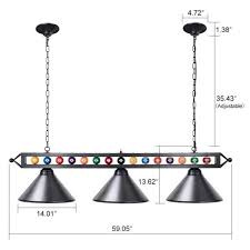 Casainc 59 In Hanging Pool Table Light Fixture For Game Room Beer Party With 3 Lamp Shades Black Billiard Table Xd 002 Black The Home Depot