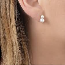 9ct yellow gold graduated pearl stud