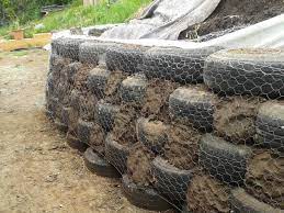 Earthship Retaining Wall From Old Tyres