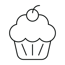 black line cupcake icon clipart with