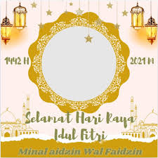 Twibbon islamic happy eid mubarak with green and gold shape. Link Twibbon Hari Raya Idul Fitri 2021 1442 H Sukaoinfo