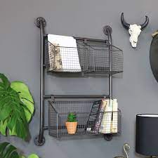 industrial wall mounted basket storage