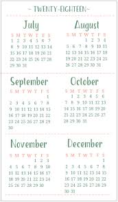 6 Month One Page Calendar 2018 Calendar 2018
