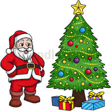 Download as svg vector, transparent png, eps or psd. Santa Claus Near Christmas Tree Cartoon Clipart Vector Friendlystock