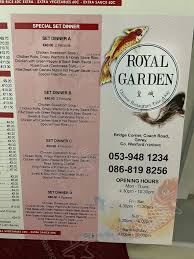 menu at royal garden chinese cuisine