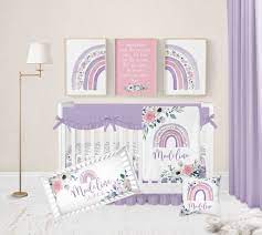 Rainbow Crib Bedding Set Girl Baby Girl
