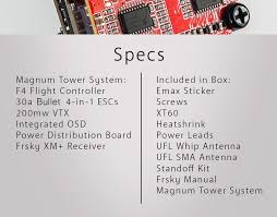 Emax F4 Magnum V2 All In One Fpv Stack Tower System Including F4 Flight Controller 4 In 1 Blheli S Bullet 30a Esc Vtx Frsky Xm Receiver And Antenna