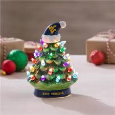 wvu lighted ceramic christmas tree