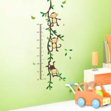 Us 2 63 34 Off Zoo Yoo Playing Jungle Monkey Tree Height Wall Art Stickers Nursery Decor Kids Height Chart Measure In Wall Stickers From Home