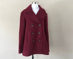 Coat Xl Old Navy Red Wool Lined Double