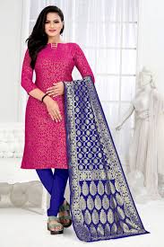 Buy Pink Banarasi Silk Salwar Suit (NWS-6433) Online