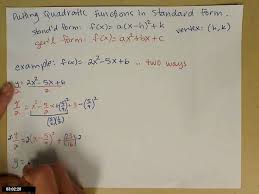 Quadratic Function In Standard Form