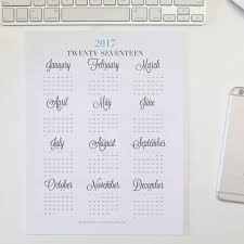 2018 Year At A Glance Calendar Printable Letter A4 A5