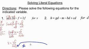 Solving Literal Equations With