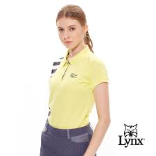 Lynx Golf】女款側邊黑白線條刺繡logo短袖POLO衫-黃色| Lynx | Yahoo奇摩購物中心