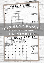 Dry Erase Family Calendar Printable