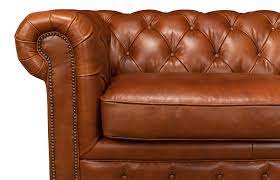tufted english club sofa brown leather