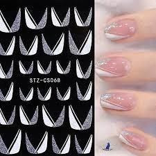 nail art stickers glitter silver white