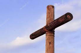 old rugged cross sideview stock photo