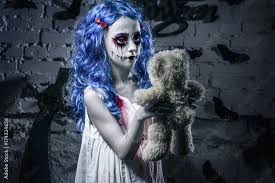 scary halloween makeup with teddy bear