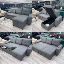 corner sofa bed with storage grey