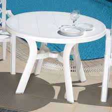 Round Resin Patio Dining Table In White