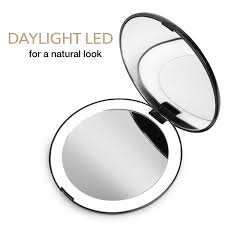 round led illuminated pocket mirror 1x