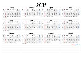 Calendar 2021 with week numbers. 2021 Calendar With Week Number Printable Free 2021 Printable Yearly Calendar With Week Numbers 6 Templates