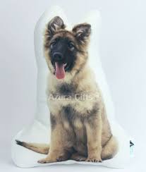 german shepherd pup shaped dog cushion