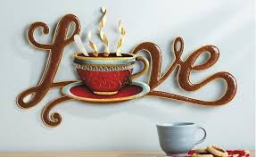 Steaming Coffee Cup Love Metal Wall Art