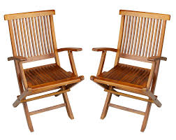teakcraft teak folding arm chair 2 piece set fully embled wooden outdoor chair or indoor wood lounge chair patio dining chairs themillenim