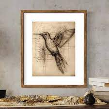 Hummingbird Art Print Bird In Leonardo
