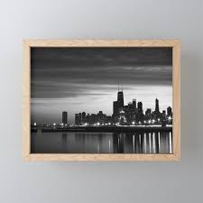 Chicago Skyline Black And White Framed
