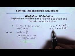 Trigonometric Equations Worksheet 4