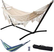 Outree kids pod swing seat 100% cotton child hammock chair for indoor and outdoor use (blue) outree: Leize Double Hammock With Stand Portable Hammock Stand Heavy Duty Steel Outdoor Patio Yard Beach Double Hammock Or Indoor With Carrying Case Hammocks Dhgate Com