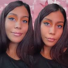 editorial makeup in blue and orange