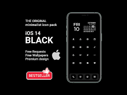 original black ios 14 app icons pack