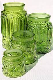 Green Glass Canister Jars Flour