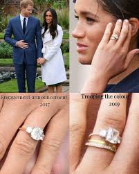 Check out photos of her engagement ring here. The House Of Sussex On Instagram Meghan Appears To Have Redesigned Her Three Stone Engagemen Meghan Markle Engagement Ring Royal Engagement Rings Royal Rings