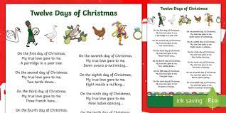 12 Days Of Christmas Lyrics gambar png