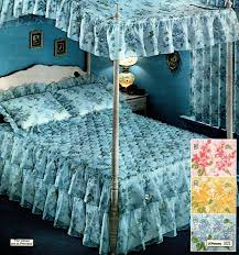 Simply hang sheer drapery panels on wire rope threaded through eye hooks in the ceiling and accent with strings of cascading holiday lights. See 70 Beautiful Vintage Canopy Beds From The 1970s Click Americana